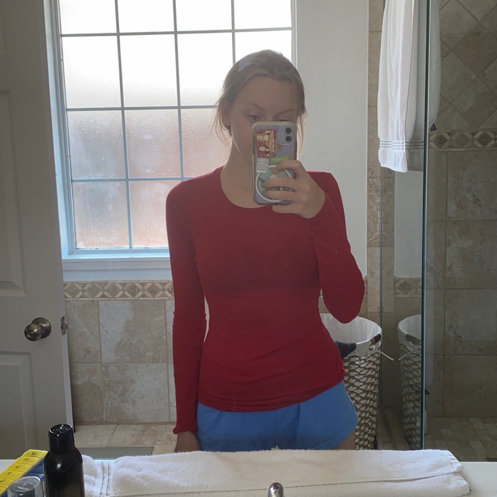 red long sleeve shirt